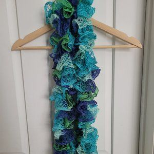 Blue and Green Frilly Scarf